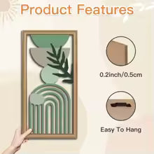 Set d'art mural LioraBoho | Set de 3 décorations murales en bois 40×20 cm | Design rustique de feuilles | Style Boho pour salon et chambre
