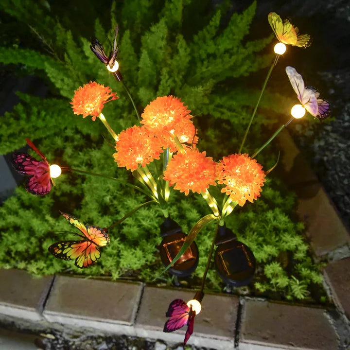 Lampes de jardin solaires PapillonGlow | 6 têtes de fleurs en forme de papillon | Contrôle intelligent de la lumière | Lampes solaires décoratives pour espaces extérieurs