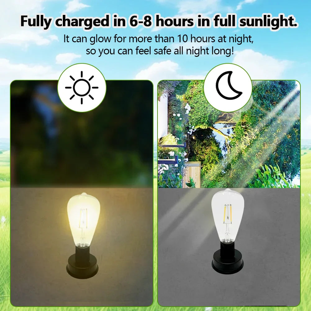Base de lampe solaire Solesta 8 cm avec ampoule LED | Automatique On/Off | IP44 Résistant aux intempéries | Pour jardin, camping & déco DIY