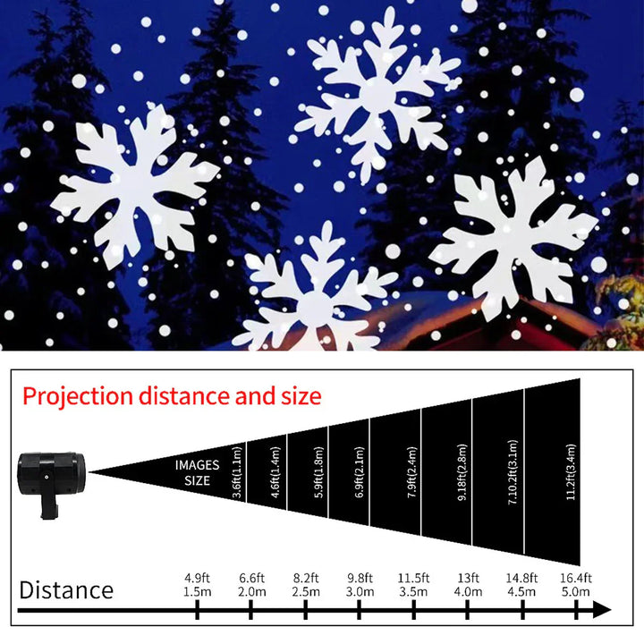Projecteur LED LumiFlake Flocons de Neige | USB & Éclairage Extérieur | Spectacle de Lumières de Noël | Étanche
