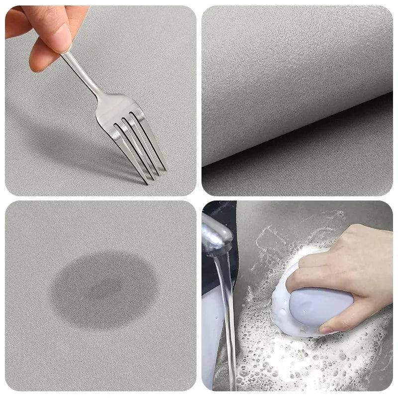 Tapis de Cuisine & Salle de Bain AquaStone | Diatomite & Aspect Velours | Super Absorbant & Antidérapant | Lavable & Durable