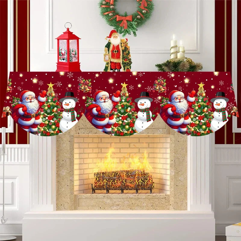 MerryMantel Écharpe de Cheminée Noël | Design Père Noël & Bonhomme de Neige | Décoration pour Cheminée & Salon | 100 % Polyester | Édition 2025–2026