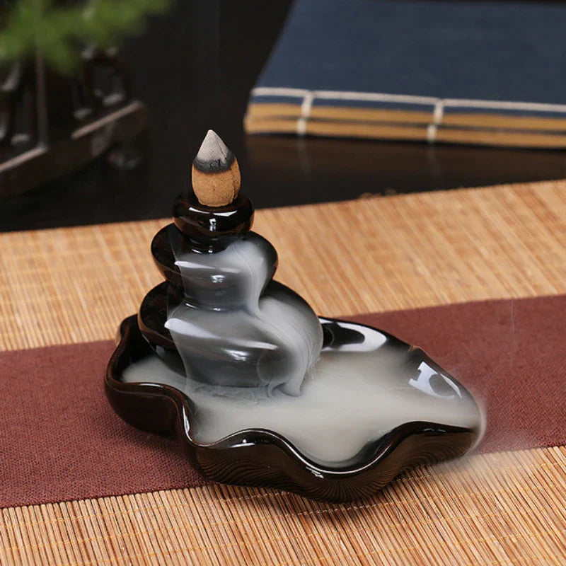 RauchHarmonie  Fontaine à encens à reflux | Céramique | Décoration Zen | Méditation & Yoga | Fait main