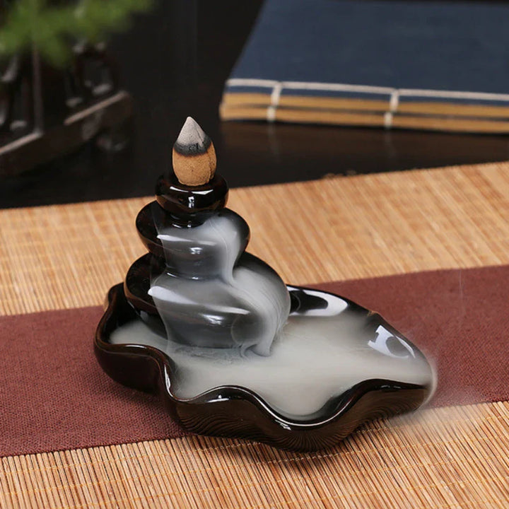 RauchHarmonie  Fontaine à encens à reflux | Céramique | Décoration Zen | Méditation & Yoga | Fait main