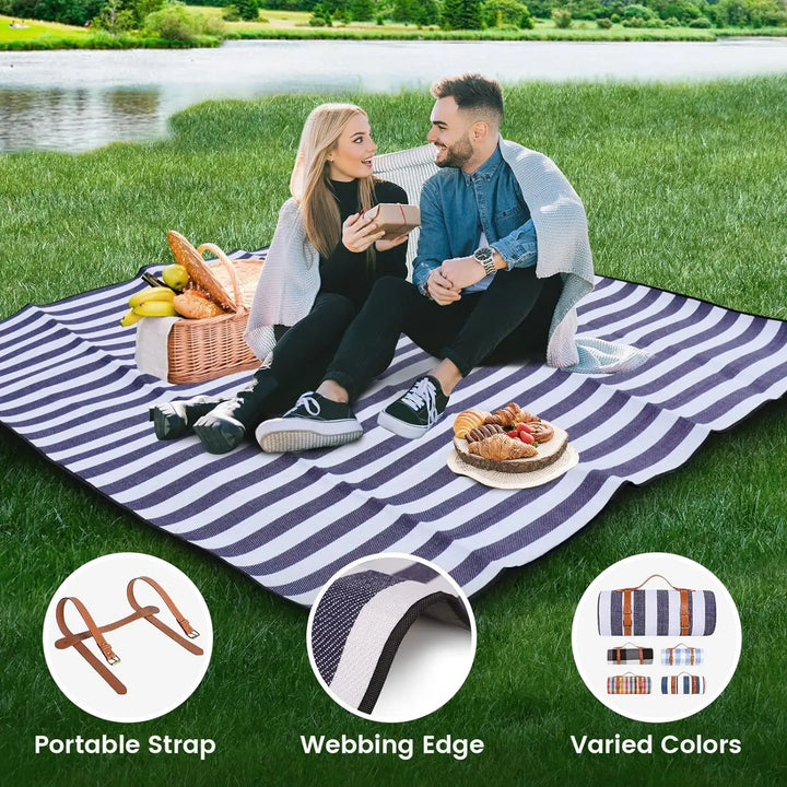 Vivantura Couverture de Pique-Nique Très Grande | Imperméable & Résistante au Sable | Pliable pour 8 Personnes | Idéal pour la Plage & le Parc