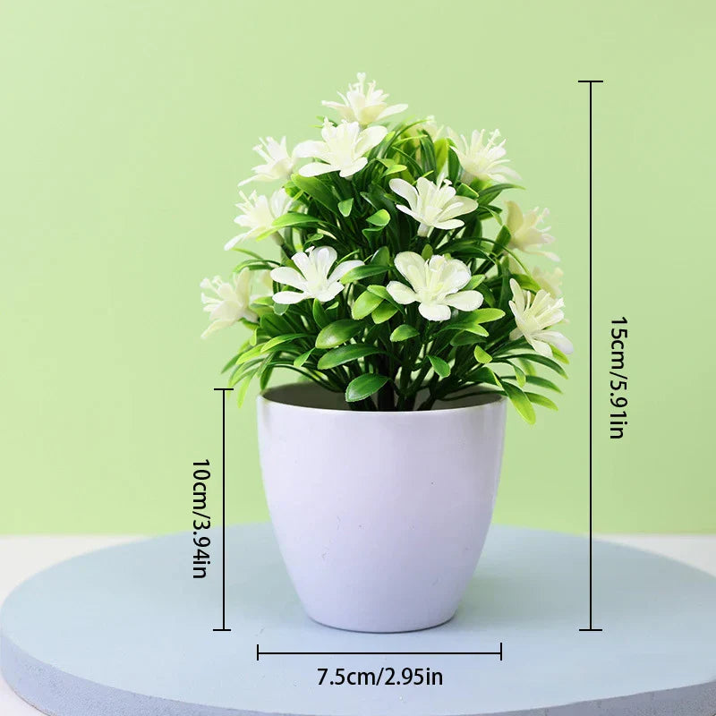 BlütenCharm Fleur Artificielle | Prunier à Cinq Pétales | 7,5×7,5×15 cm