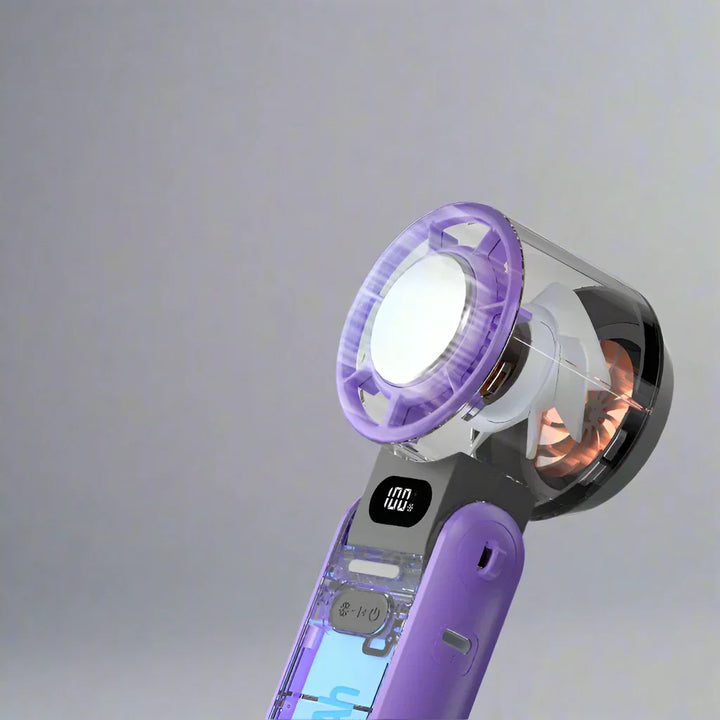 CoolityGo Ventilateur à main avec technologie Ice-Cool | 100 niveaux de vitesse | Batterie de 3600mAh | Pliable et ultraléger
