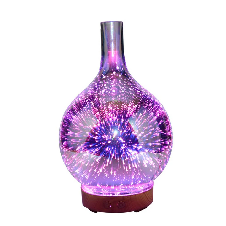 Diffuseur AromaLume | Réservoir d'eau de 100 ml | 7 couleurs LED | Design en verre avec aromathérapie