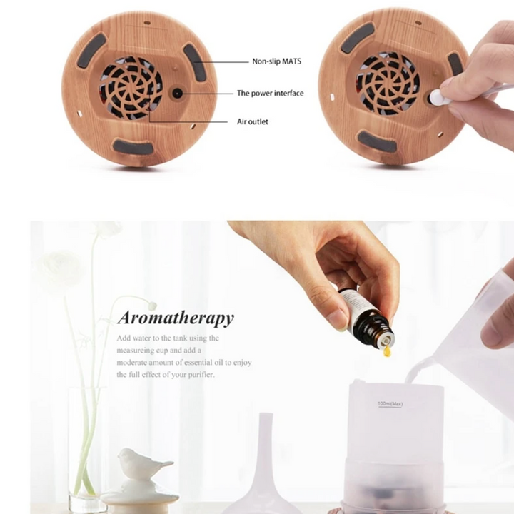 Diffuseur AromaLume | Réservoir d'eau de 100 ml | 7 couleurs LED | Design en verre avec aromathérapie