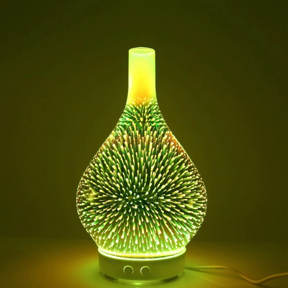 Diffuseur AromaLume | Réservoir d'eau de 100 ml | 7 couleurs LED | Design en verre avec aromathérapie