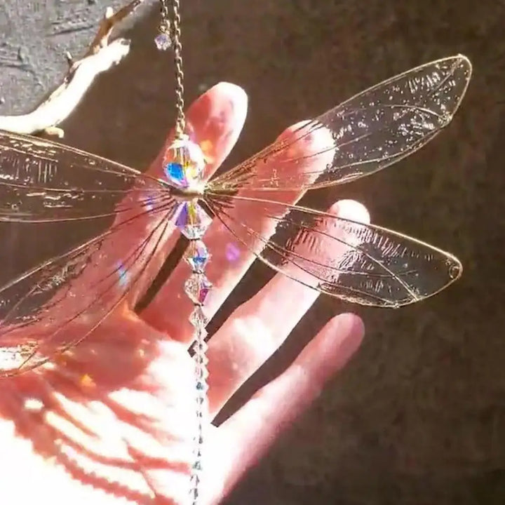 LumiFly | Attrape-lumière en cristal avec libellule | Mobile et déco | 15 × 15 cm