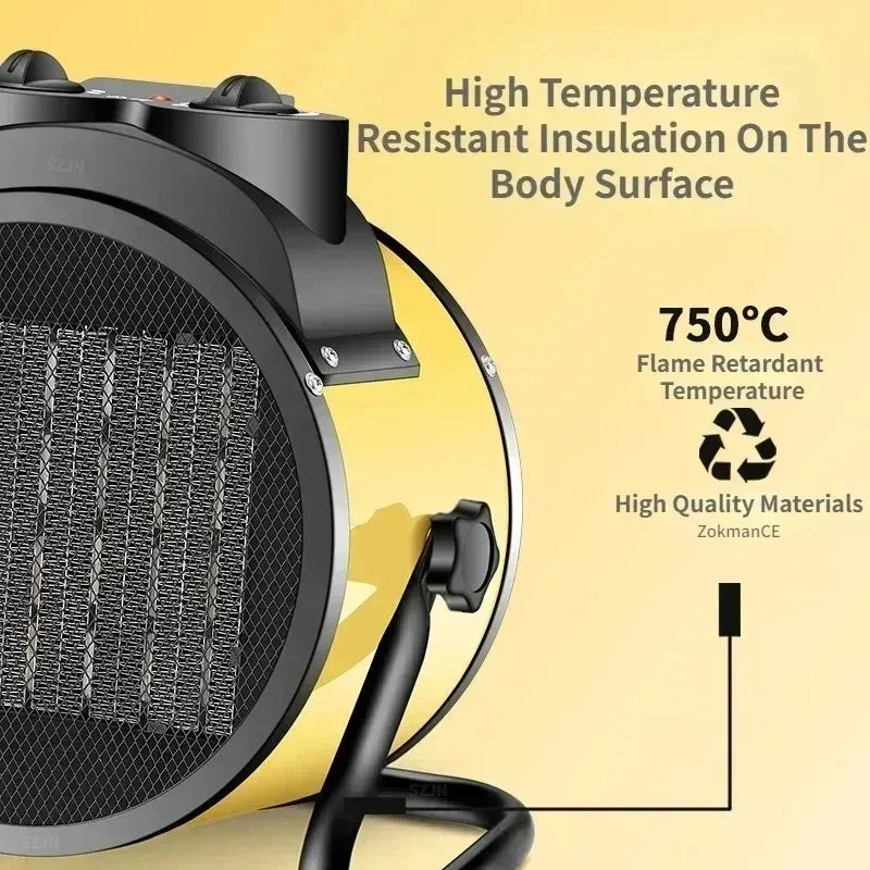 Thermoventis | Chauffage électrique industriel 220V | 3 niveaux de chauffage | PTC céramique | Protection contre la surchauffe & thermostat | Chauffage soufflant portable 1500–3500W