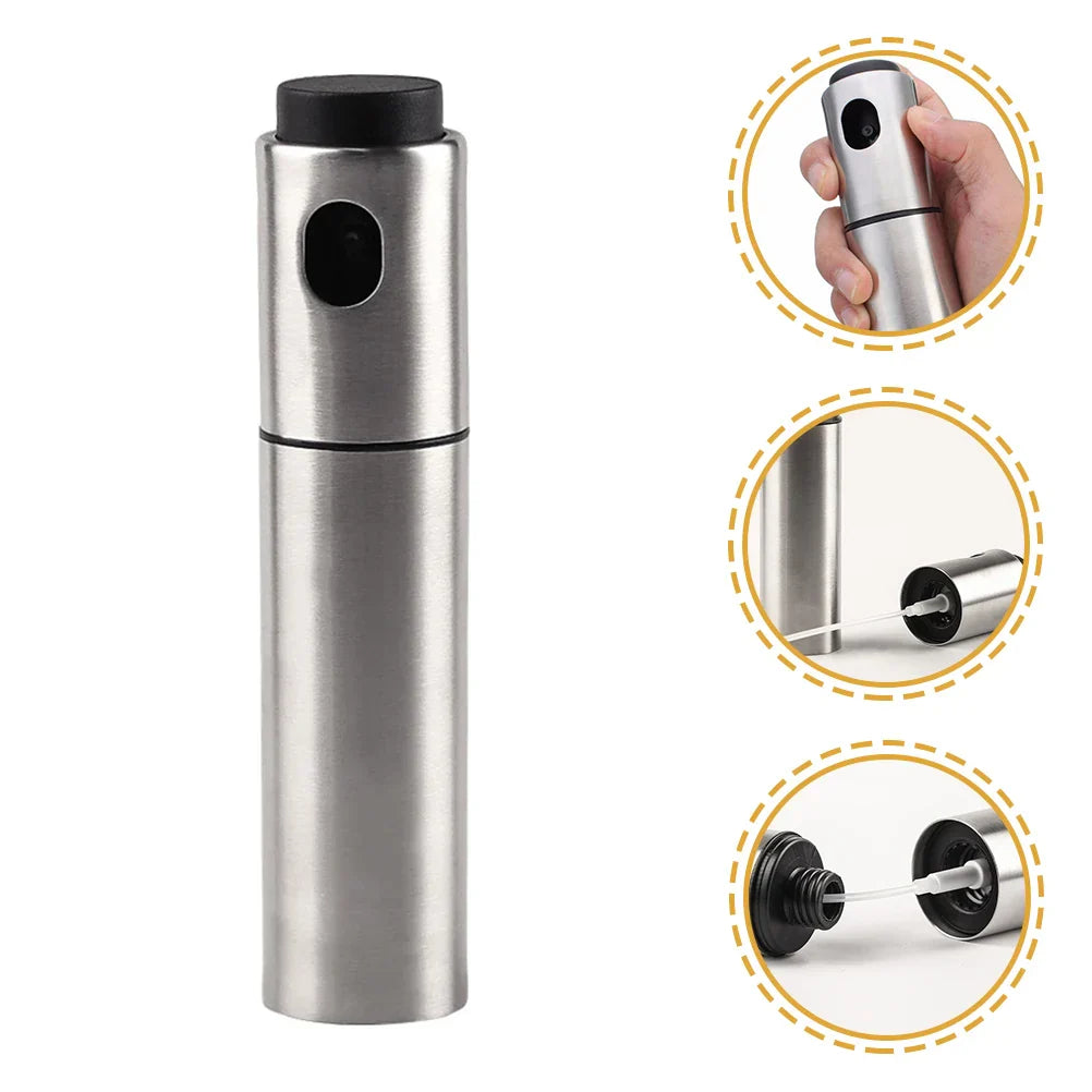 Pulvérisateur d'huile CULINARA FineMist | Flacon pulvérisateur en acier inoxydable de 100 ml | Pour huile, vinaigre & BBQ | Rechargeable & dosage fin