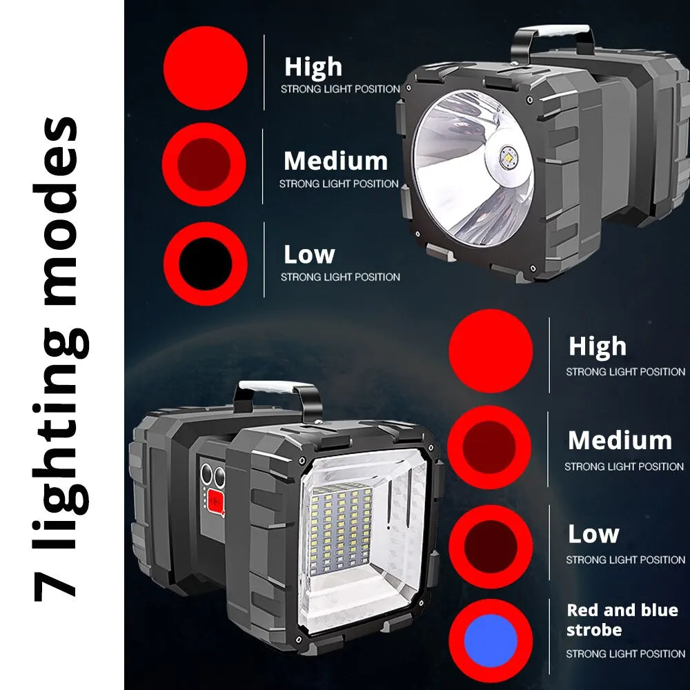 Projecteur LED à batterie DualonX Pro | 40 W | Lampe double avec 7 modes d'éclairage | Rechargeable et étanche IP64 | Fonction powerbank