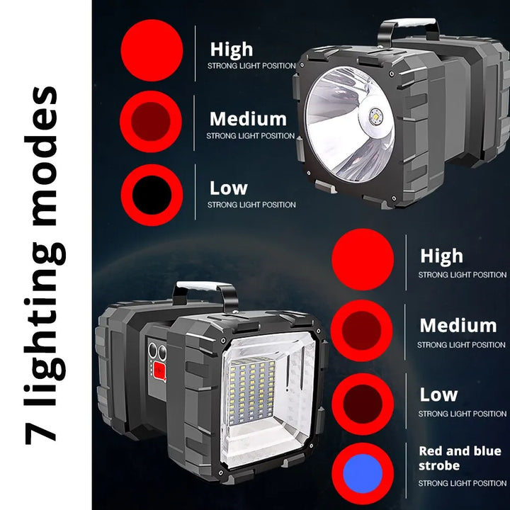 Projecteur LED à batterie DualonX Pro | 40 W | Lampe double avec 7 modes d'éclairage | Rechargeable et étanche IP64 | Fonction powerbank