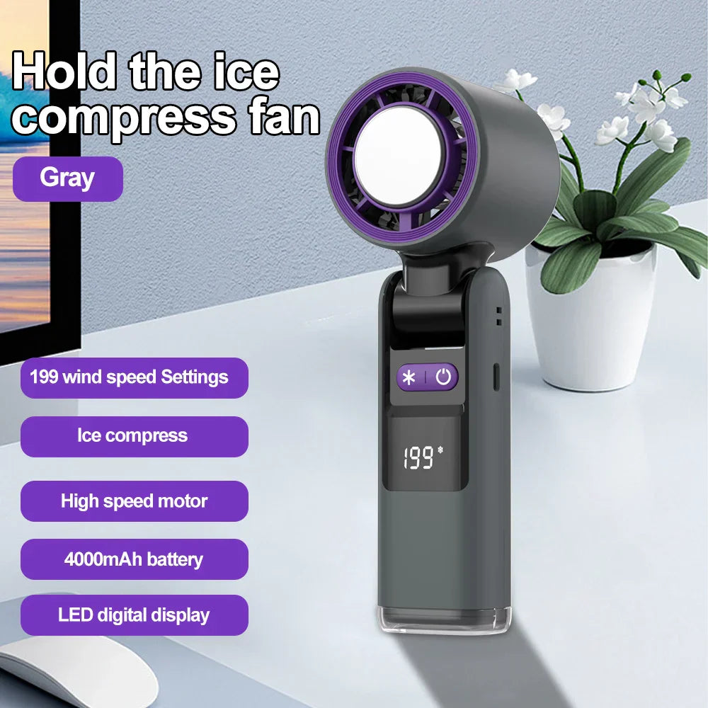Mini-Ventilateur FroideJet 199 | 199 Vitesses | Mode Refroidissement Glacé | Batterie 4000mAh | Portable & Rechargeable