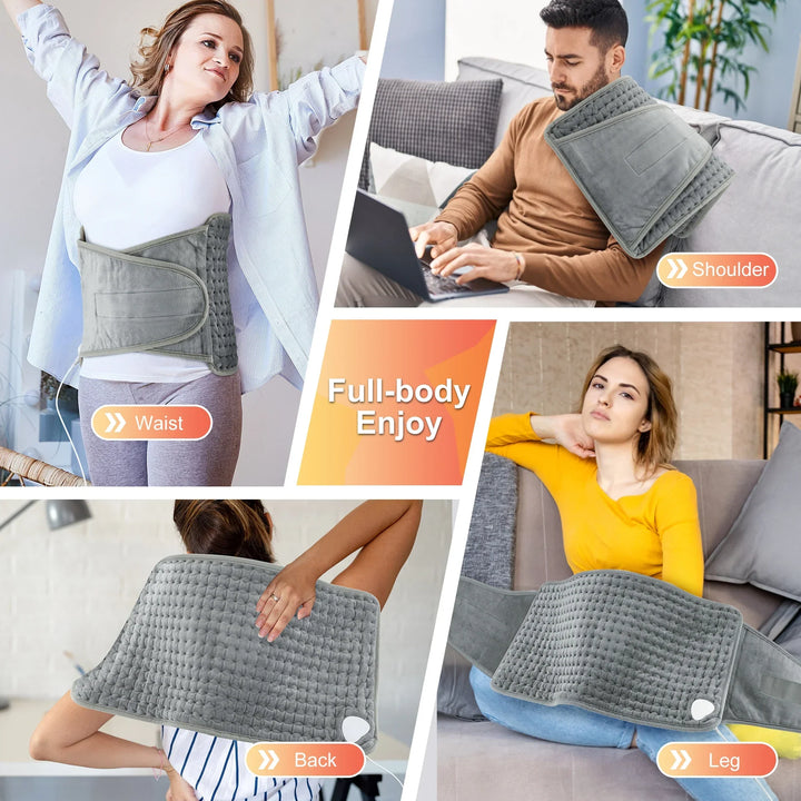 ThermaEase Coussin Chauffant Électrique | Ceinture Chauffante Multifonctionnelle pour le Dos & la Taille | 9 Niveaux de Température & 4 Options de Minuteur