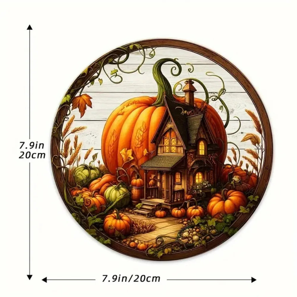 Panneau en bois AutumnHarvest | Couronne de bienvenue ronde | Décoration d'automne faite à la main | Ø 20 cm