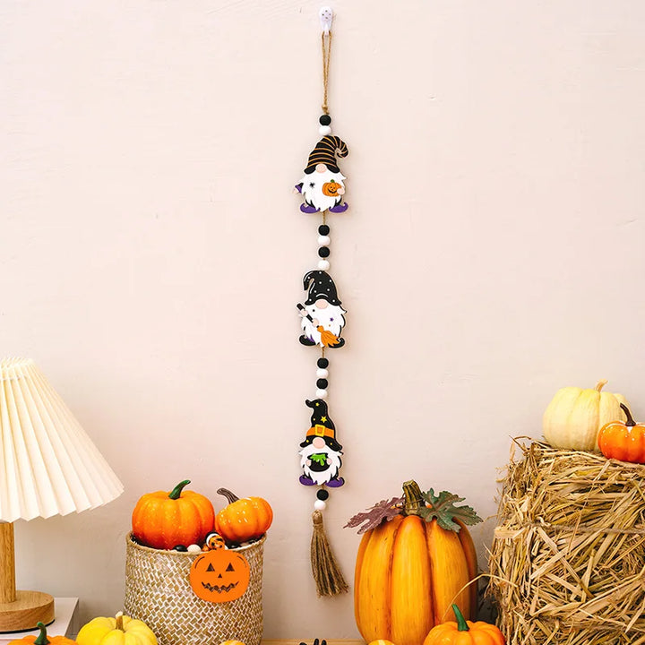 Décoration Suspendue Halloween SpookyCharm | Citrouille, Chauve-souris & Sorcière | Avec Franges | Pour Porte, Mur & Fête