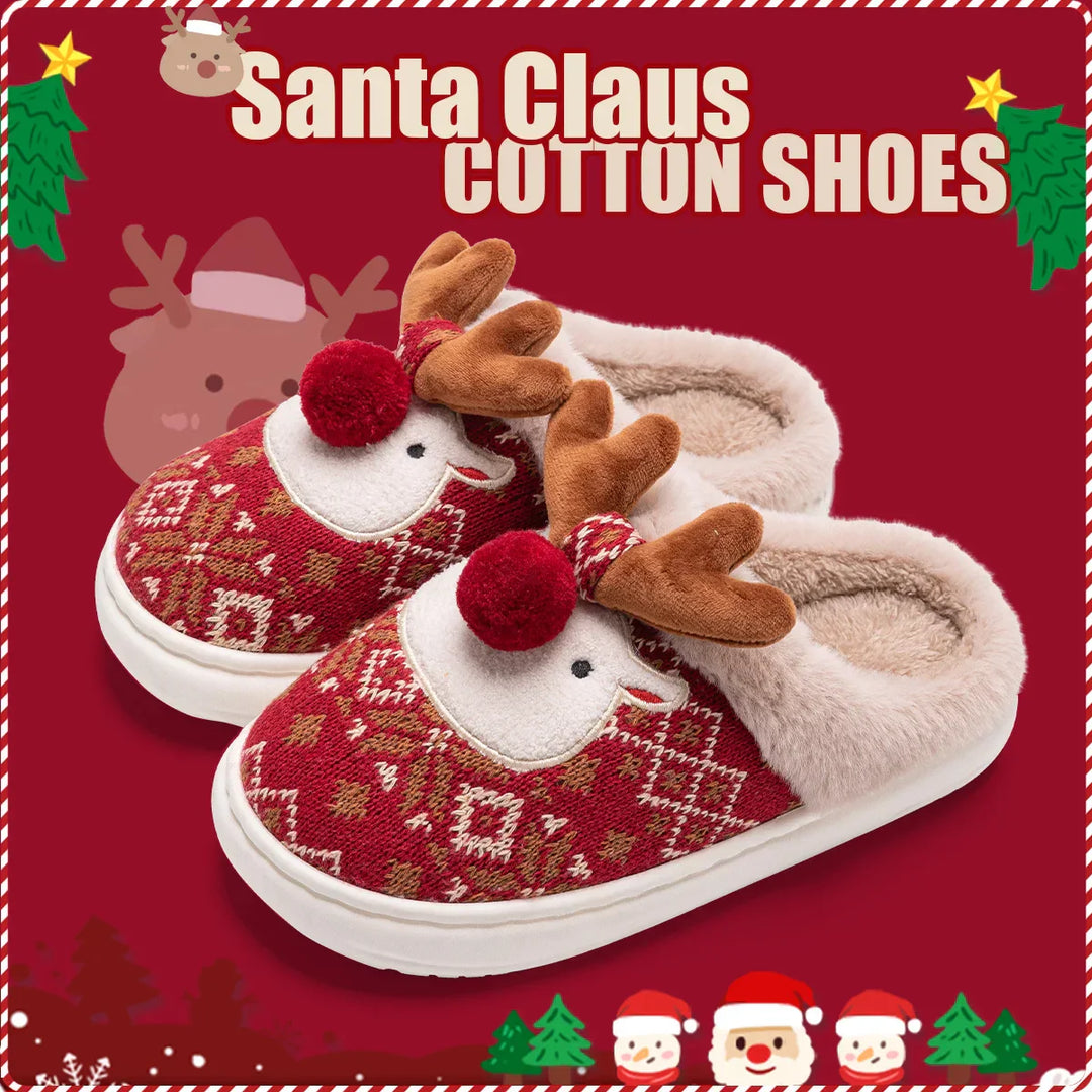 CosyRein | Chaussons d'hiver pour femmes | Design mignon de renne | Doux & antidérapant | Doublure en coton