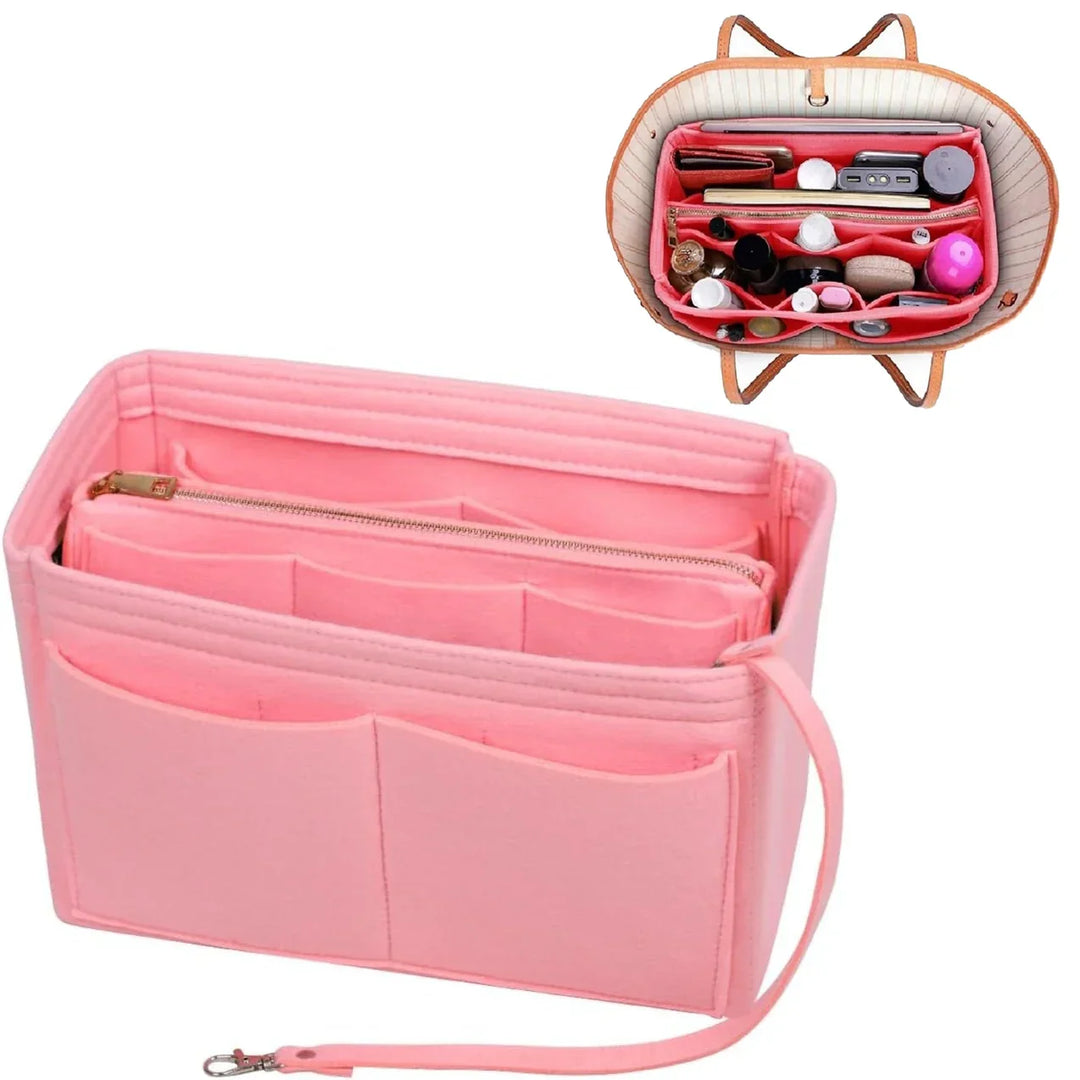 Organiseur TaschenLuxe | Insertion en feutre avec fermeture éclair | 15 compartiments & porte-clés | Pour sacs à main & shopper