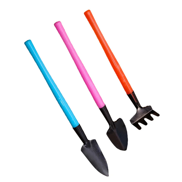 Florinita Ensemble d'outils de jardinage miniatures 3 pièces | Petite pelle, râteau & pelle | Pour plantes d'intérieur & bonsaïs | Longueur 22 cm