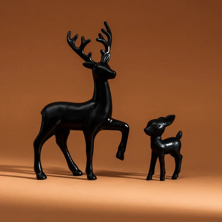 Figurine Décorative DeerHug | Ensemble de 2 Cerfs & Faons | Sculptures Adorables pour Chambre d'Enfant & Noël | Accessoire de Décoration