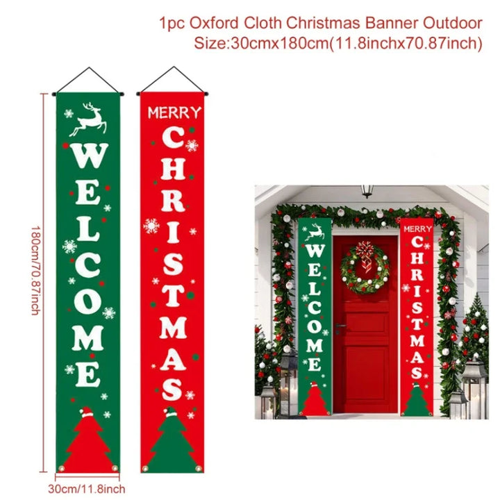 Bannière de porte de Noël | Écriture Joyeux Noël | Décoration suspendue pour la maison | Décoration de porte festive 2025/2026