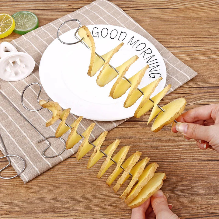 Coupe-légumes Spiraliseur Spirafino BBQTwist | Coupe-légumes en acier inoxydable pour chips & brochettes | Pour camping, cuisine & soirées barbecue