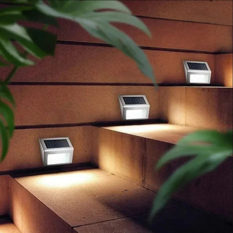 Lunettra Solar Stufenlicht en Acier Inoxydable | 3 LEDs | IP45 Étanche | Écologique & Résistant à la Corrosion | Pour Jardin, Clôture & Mur