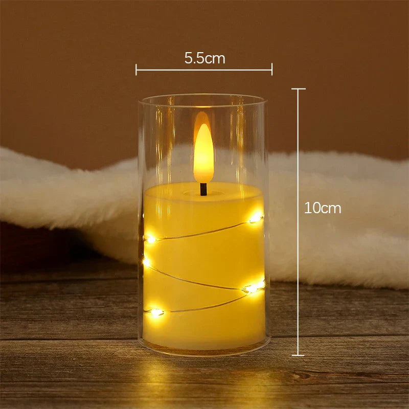LumiFlame Bougie LED | Lumières en fil de cuivre | Effet cire véritable | 10 / 12,5 / 15 cm | Fonctionne sur piles