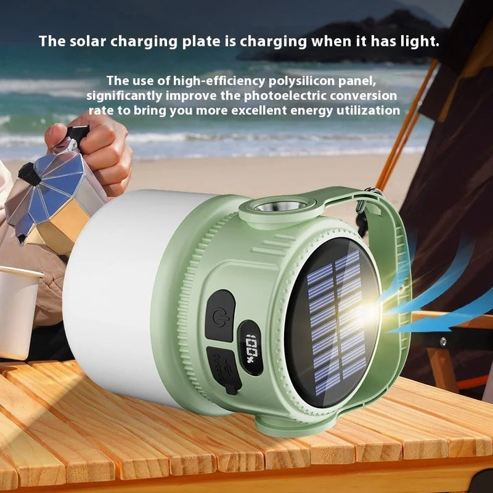Luminatra Lampe de Camping LED Solaire | Rechargeable & Étanche | 6 Modes de Lumière | Pour Activités de Plein Air, Urgences & Voyages