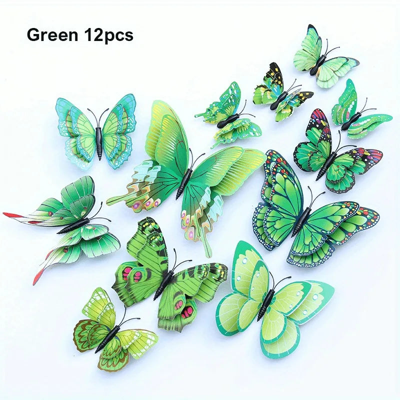 Autocollants muraux 3D Papillons Flutura DecoWings | Ensemble de 12 pièces en apparence à double couche | Pour chambre d'enfant, salon, mariage et décoration DIY