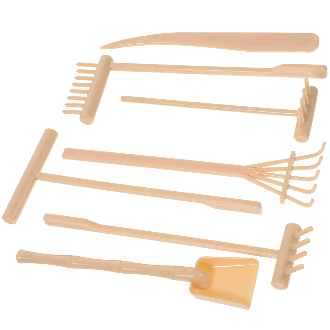 Mini-Jardin Zen Set de Râteaux Sanuko ZenTools | Set de 7 pièces en plastique | Pour jardins de sable, décoration & pleine conscience | 14 × 6,2 × 0,8 cm