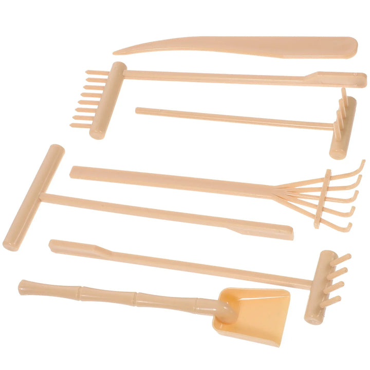Mini-Jardin Zen Set de Râteaux Sanuko ZenTools | Set de 7 pièces en plastique | Pour jardins de sable, décoration & pleine conscience | 14 × 6,2 × 0,8 cm