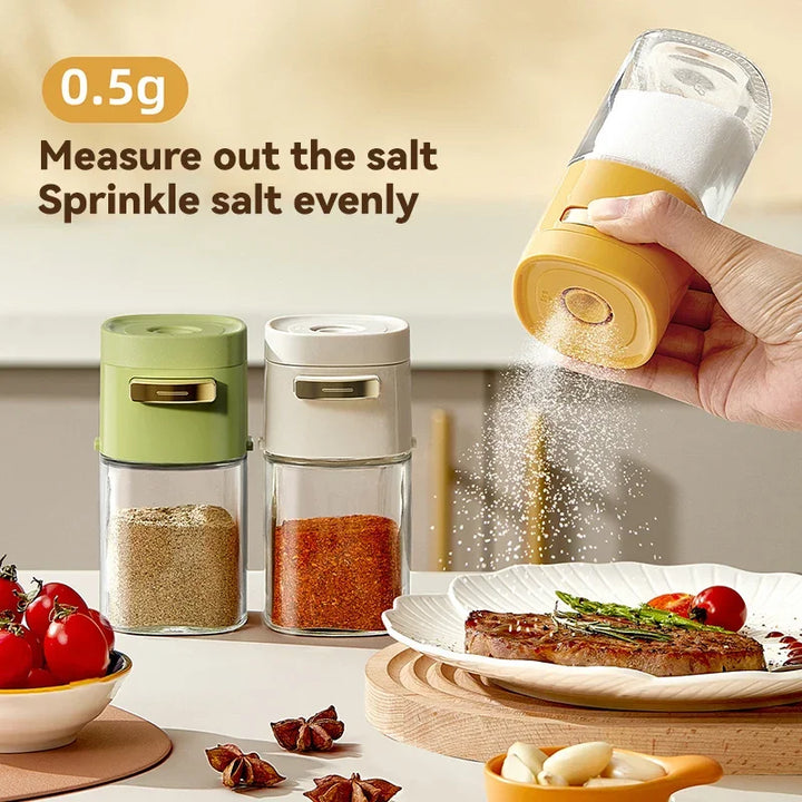 Distributeur de condiments en verre Dosario 180 ml | Fonction doseuse par pression | Salière/Sucrière/Poeivre | Hygiénique & Résistant à la chaleur