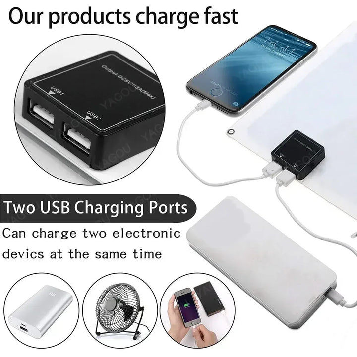 Panneau solaire portable SOLVION Charge 100W | 5V | Double USB | Étanche | Extérieur & Camping