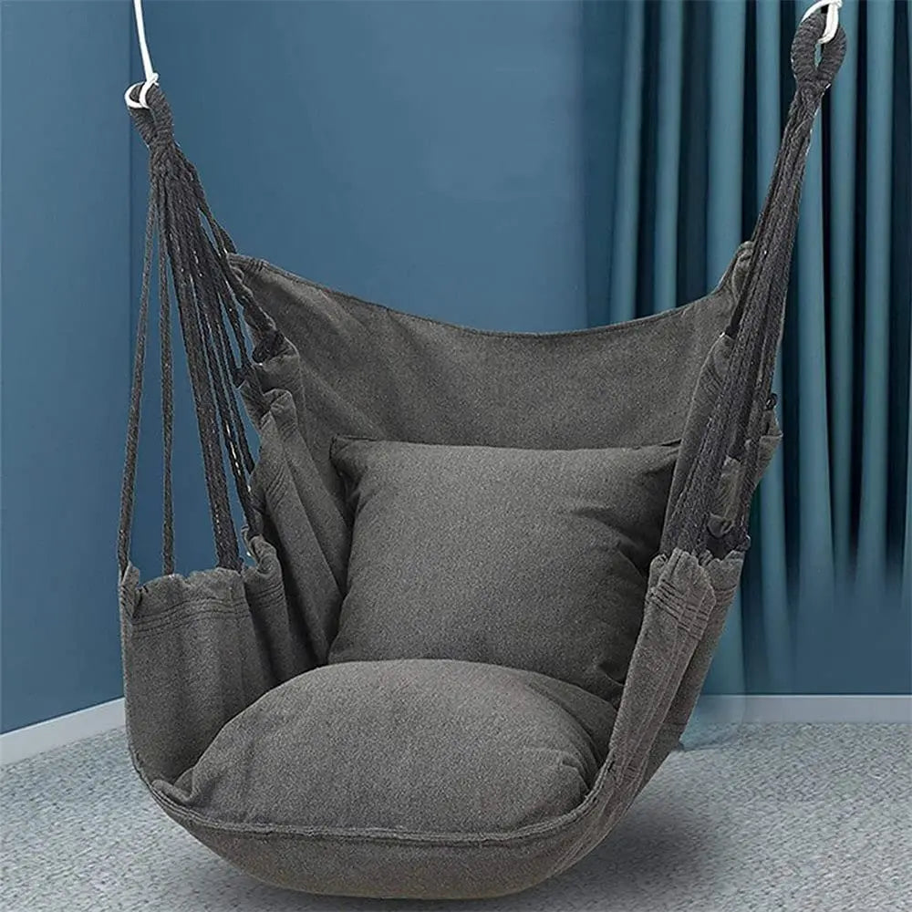 HÄNGELUX Fauteuil suspendu | Capacité de charge de 250 kg | Pour balcon, jardin & salon | Mélange de coton doux – Blanc/Gris/Noir
