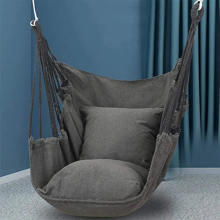 HÄNGELUX Fauteuil suspendu | Capacité de charge de 250 kg | Pour balcon, jardin & salon | Mélange de coton doux – Blanc/Gris/Noir