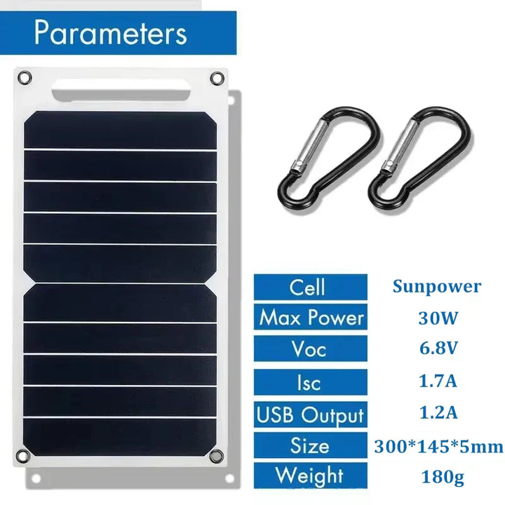 SolNova 30W Panneau Solaire | Ultra léger & Étanche | Port USB pour téléphone & Powerbank | Extérieur & Camping