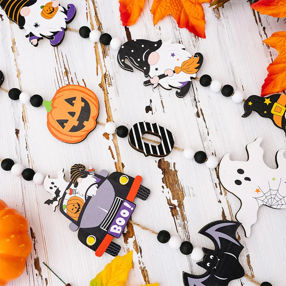 Décoration Suspendue Halloween SpookyCharm | Citrouille, Chauve-souris & Sorcière | Avec Franges | Pour Porte, Mur & Fête