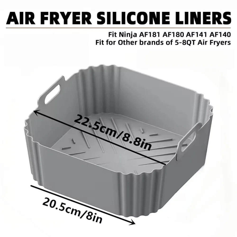 CrispEase | Insert en silicone pour friteuses à air chaud | Réutilisable & Antiadhésif | Ø 22,5 cm | Pour modèles de 5 à 8 QT