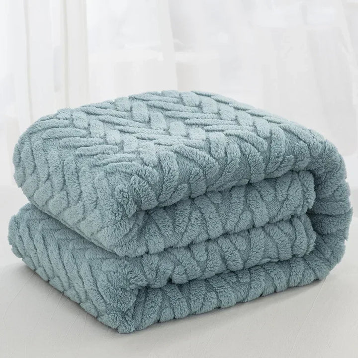 Couverture en Fleece Jacquard CozyWeave | Simple & Double Face | Doux Fleece Tafu & Shu en Coton | Pour l'Automne & l'Hiver