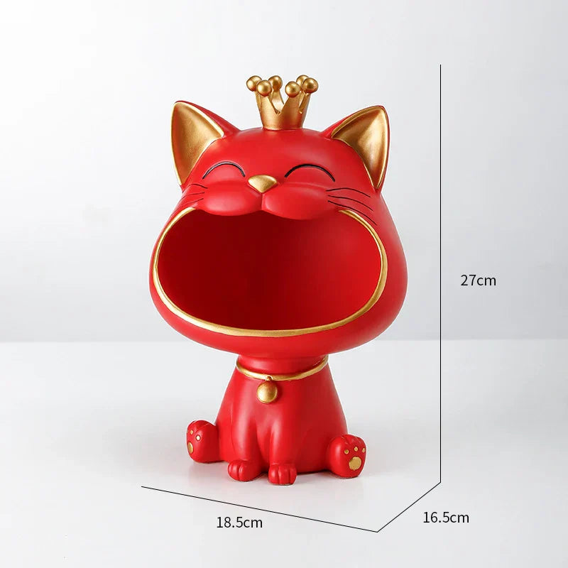 Figurine Dekofigur Nekomo CatCatch | Figurine Lucky-Cat moderne avec coupelle de rangement | 18,5×16,5×27 cm | Accessoire de décoration & idée cadeau