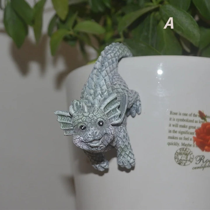 Figurines de dragons suspendues | Décor en résine résistant aux intempéries | Pour pots de fleurs et à la maison