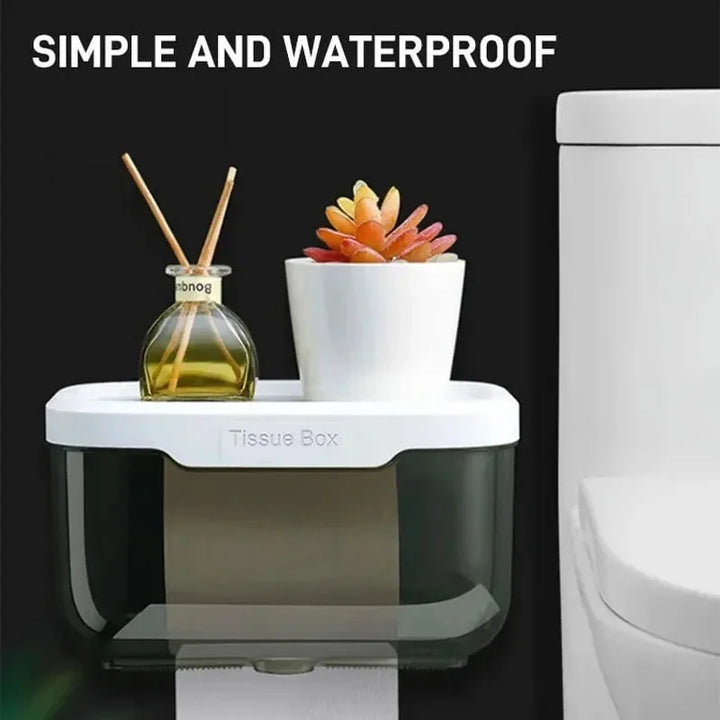 Support de papier toilette mural | Avec étagère et boîte étanche | Moderne et gain de place