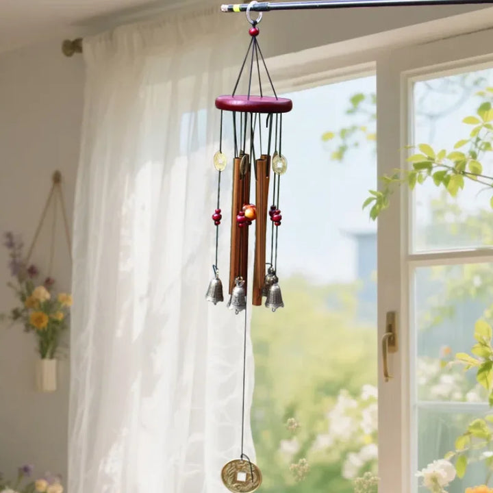 FortuneChime | Grande carillon en métal avec tubes sonores | Bois & Métal | Pour le jardin & la maison