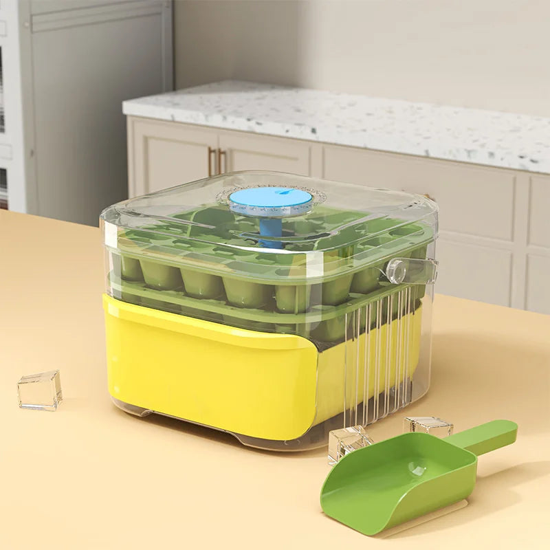 Moule à glaçons Frostina | 50 glaçons à la fois | Boîte de rangement à double couche | Compatible alimentaire & Réutilisable