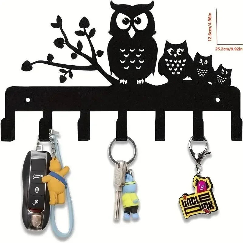 KeyLuma Porte-clés mural | Support de clés en métal avec 5 crochets | Crochet mural noir avec motif décoratif | Design robuste & Surface de haute qualité