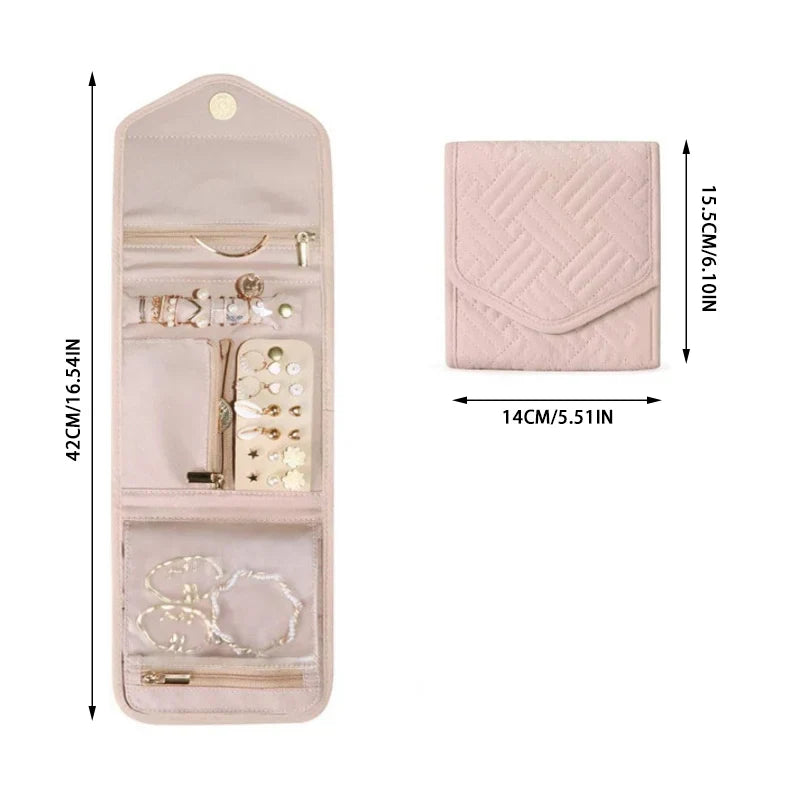 Trousse à bijoux Velmora Roll | Pliable & Gain de place | Pour les voyages & à la maison | Aspect velours en 3 couleurs